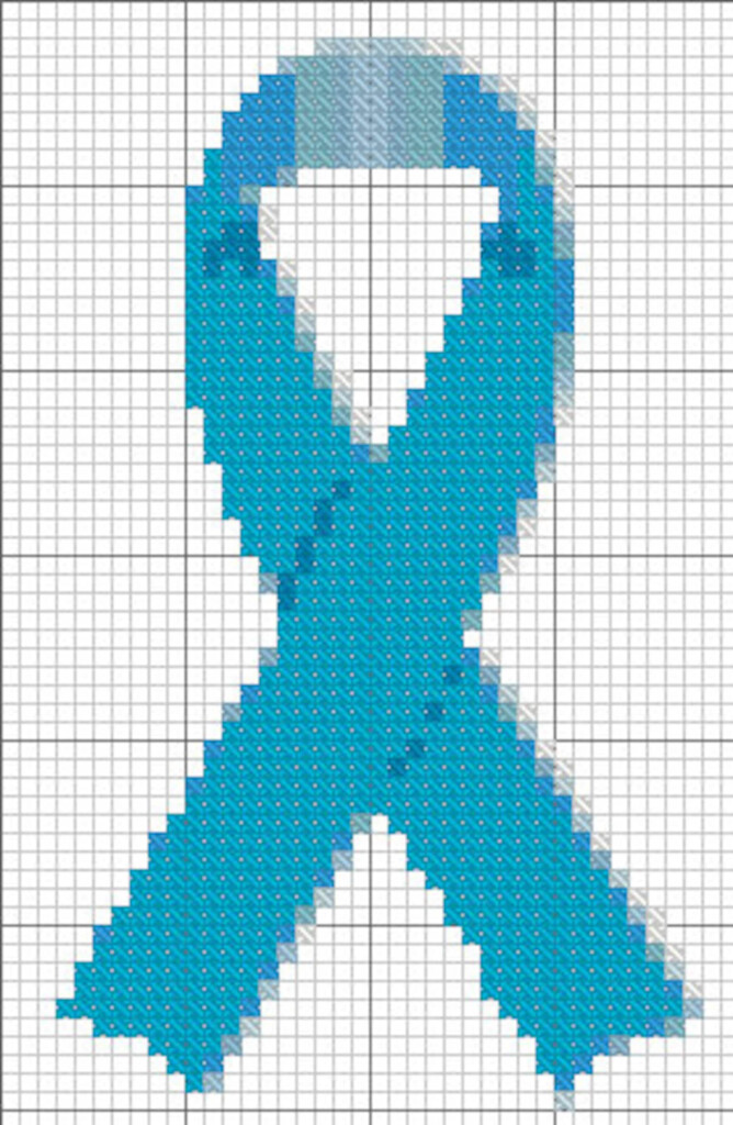 Colon Cancer Ribbon Cross Stitch Pattern Cancer Fundraiser Easy  - Cross Stitch Cancer Ribbon Pattern