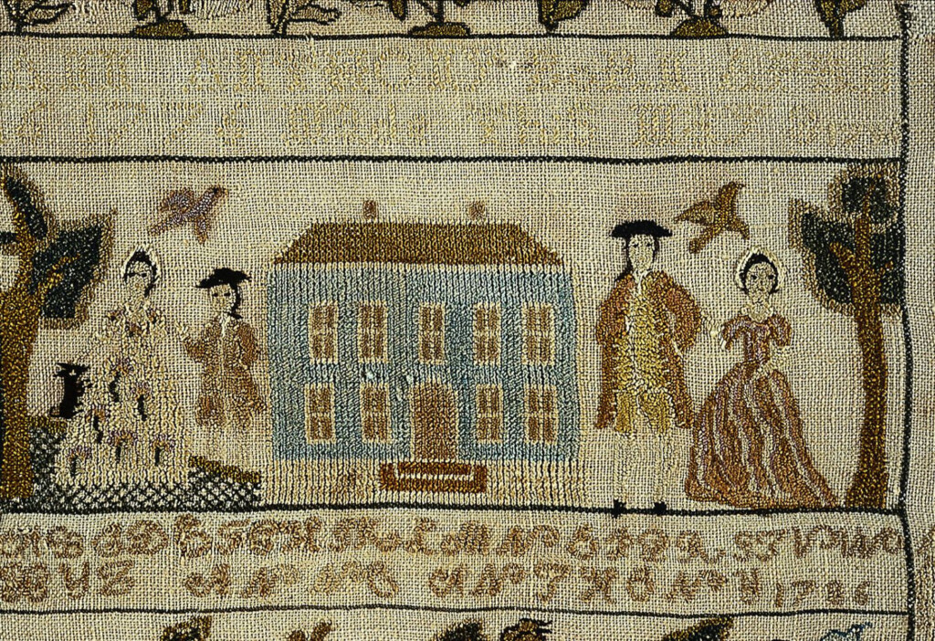 Colonial Sampler Antique Cross Stitch Pattern Museum Sampler Created In  - Antique Cross Stitch Sampler Patterns