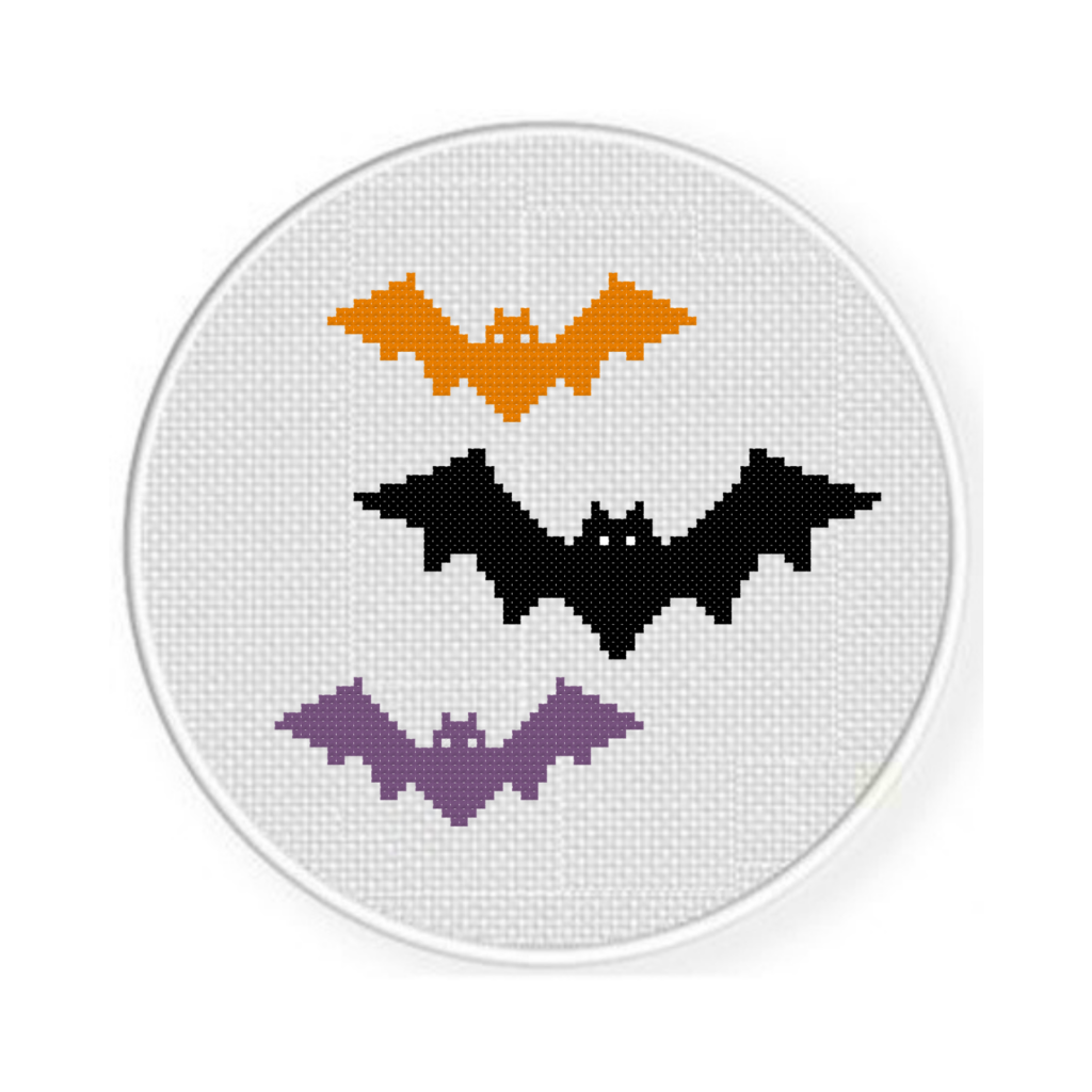 Color Bats Cross Stitch Pattern Daily Cross Stitch - Cross Stitch Pattern With Color Code