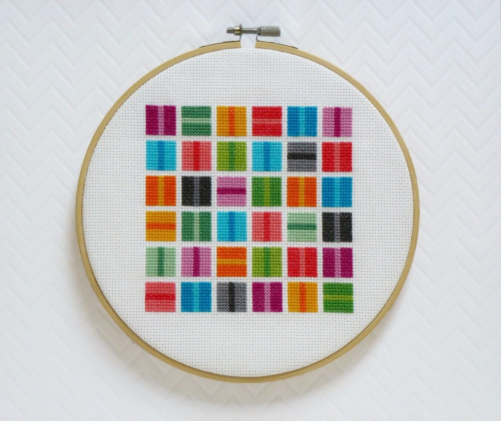 Colorful Squares Modern Cross Stitch Pattern PDF Instant - Contemporary Cross Stitch Patterns Free