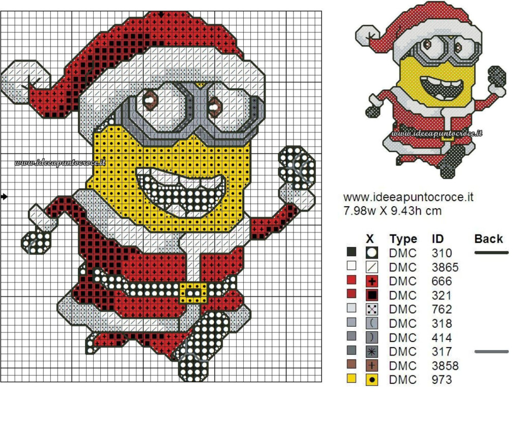 Colori Point De Croix De No l Marque pages En Point De Croix  - Minions Cross Stitch Patterns Free