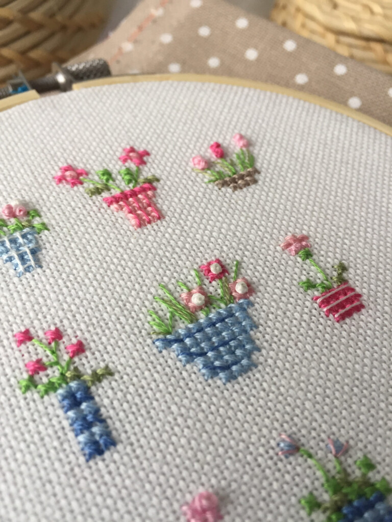COMPLETED STITCH Mini Flowers Cross Stitch Floral Counted Etsy - Small Flower Pattern Cross Stitch