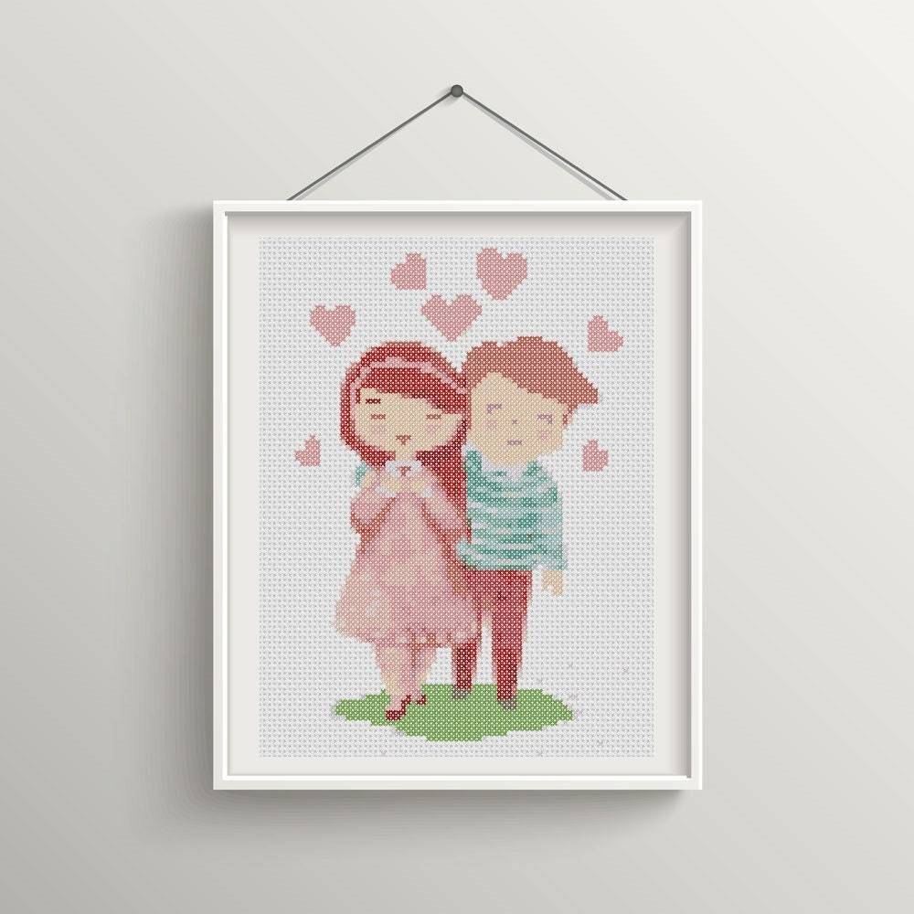 Counted Cross Stitch Pattern Romantic Couple Modern Cross - Easy Romantic Cross Stitch Patterns