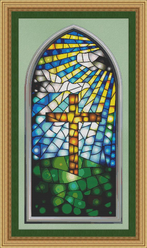 Counted Cross Stitch Pattern Stained Glass By StitchXCrossStitch 3 95  - Stained Glass Window Cross Stitch Patterns