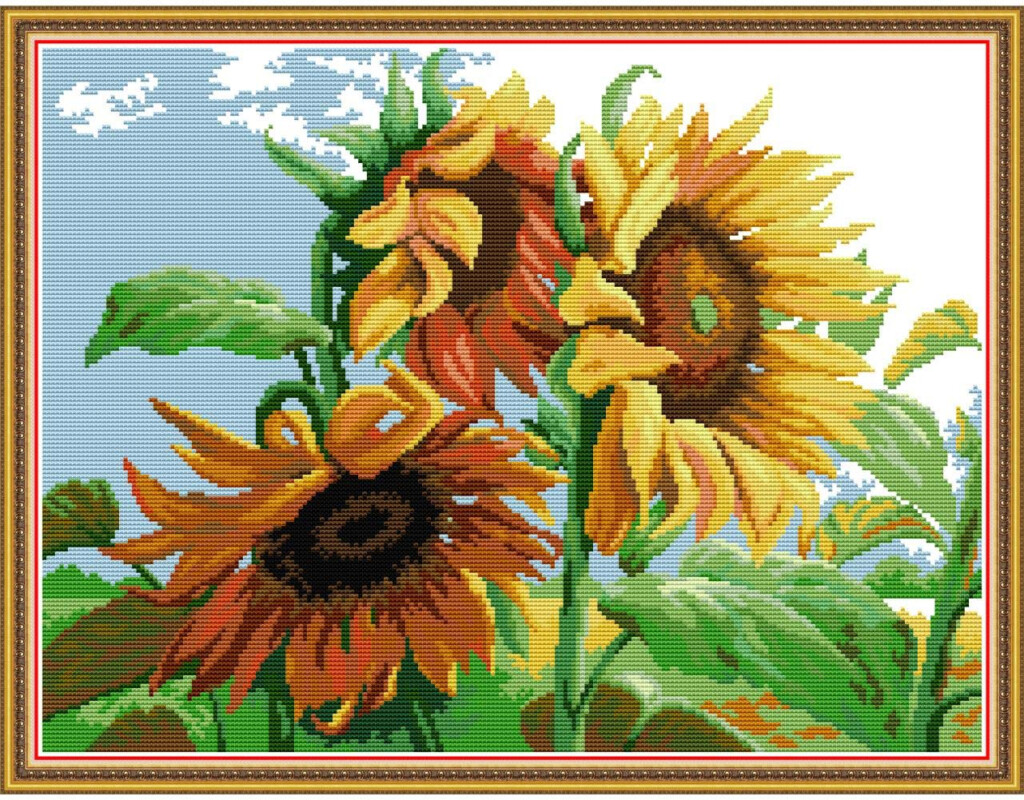 Cross Pattern Stitch Sunflower Free Patterns - Easy Sunflower Cross Stitch Pattern