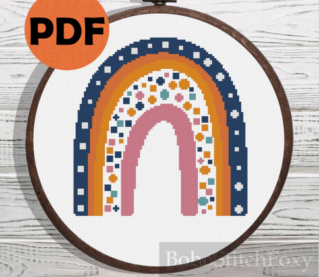 Cross Stitch Art Cross Stitch Designs Cross Stitch Embroidery Cross  - Easy Rainbow Cross Stitch Pattern