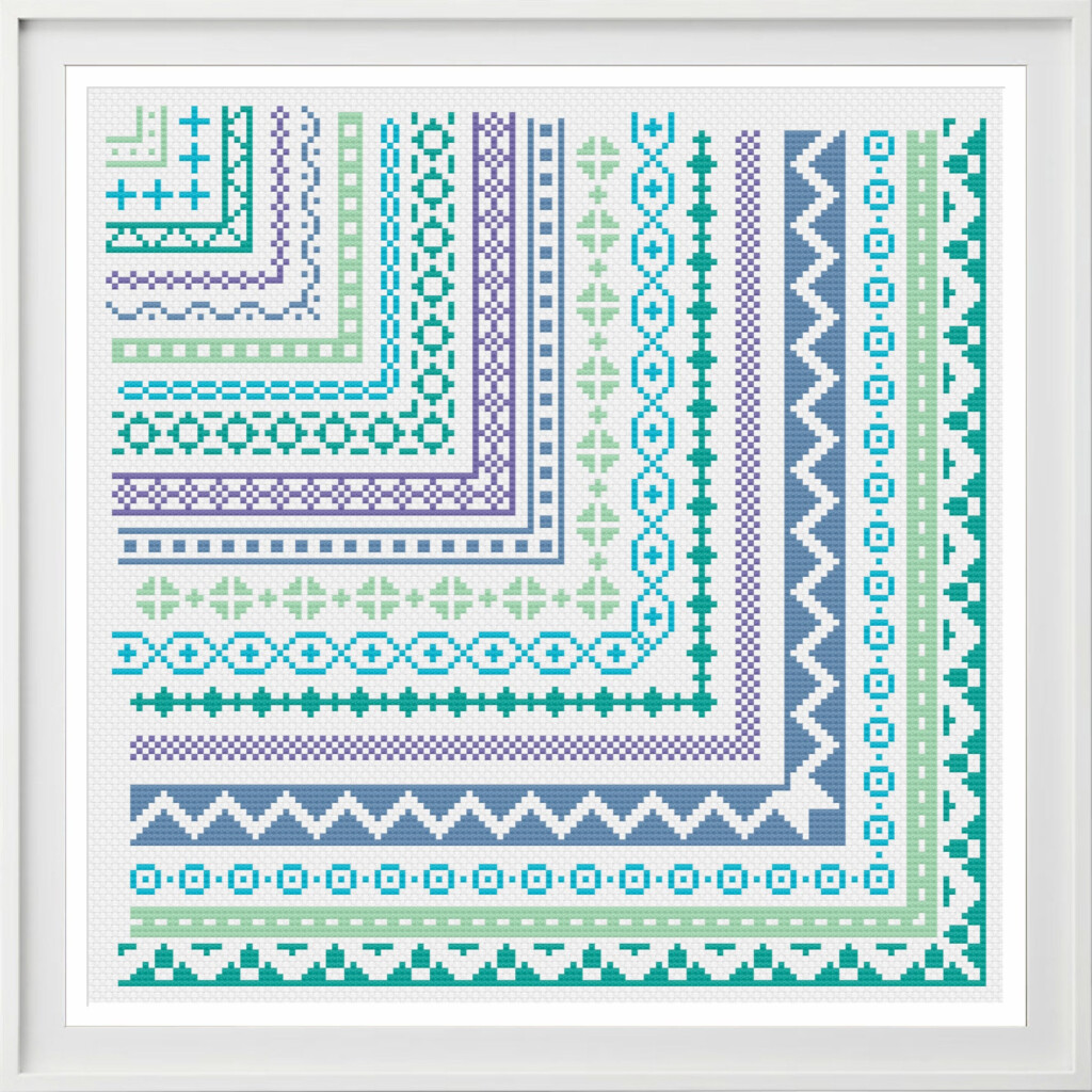 Cross Stitch Borders Pattern Simple Digital Download Sampler - Cross Stitch Circle Border Pattern Free