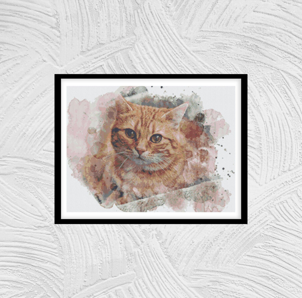 Cross Stitch Chart Watercolour Red Mackerel Tabby Cat Kitten Etsy  - Tabby Cat Cross Stitch Patterns