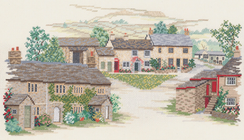 Cross Stitch Corner Derwentwater Designs Village England  - Snow Village Cross Stitch Pattern