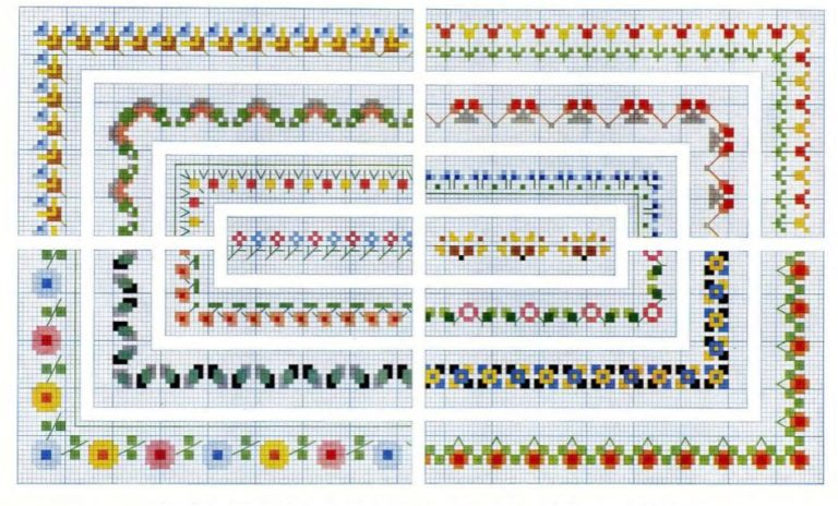 Cross Stitch Flower Border Pattern Charts Vintage Crafts And More - Small Cross Stitch Border Patterns