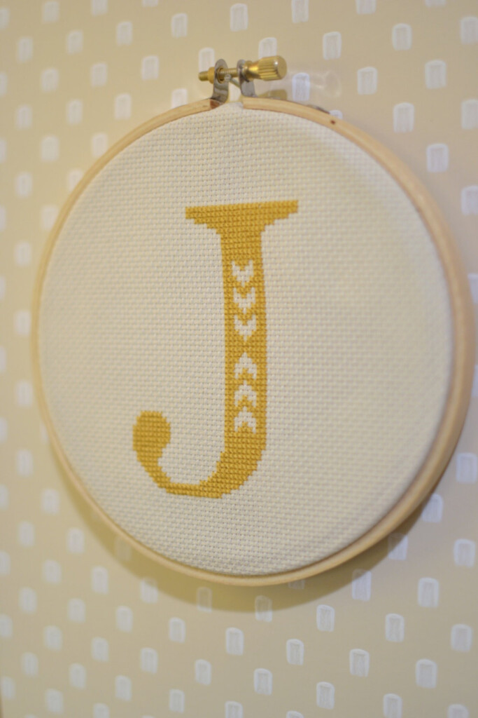 Cross Stitch Letter J Pattern With Chevron Detail Instant Digital  - Letter J Cross Stitch Pattern