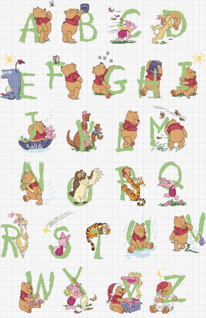 Cross Stitch Mania Free Winnie The Pooh Alphabet Cross Stitch Chart - Simple Winnie The Pooh Cross Stitch Pattern