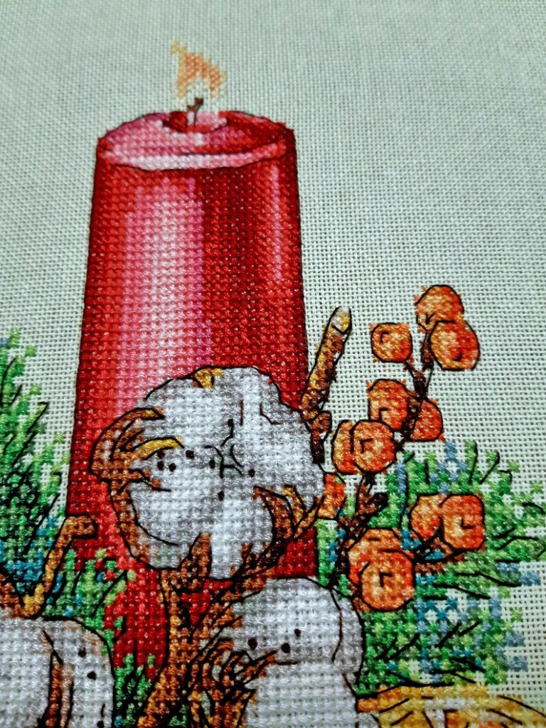 Cross Stitch Pattern Christmas Candle DMC Cross Etsy - Christmas Candle Cross Stitch Pattern
