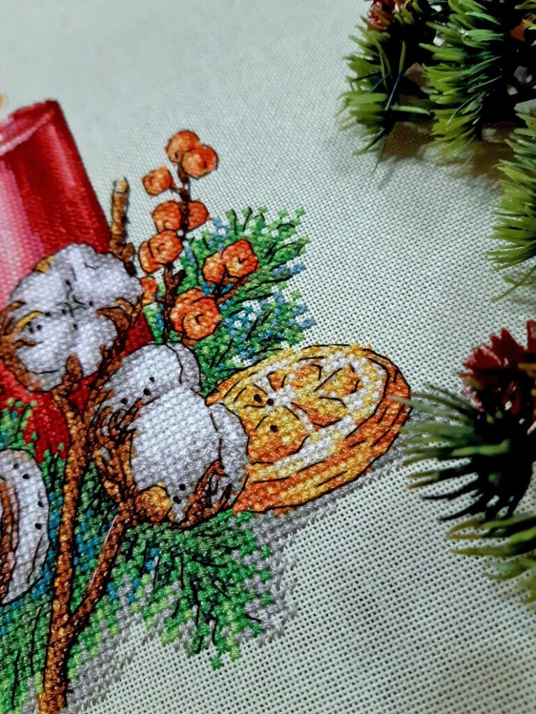 Cross Stitch Pattern Christmas Candle DMC Cross Etsy - Christmas Candle Cross Stitch Pattern
