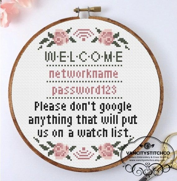 Cross Stitch Pattern Customizable Wifi Password Please Don t Google  - Wifi Password Cross Stitch Pattern