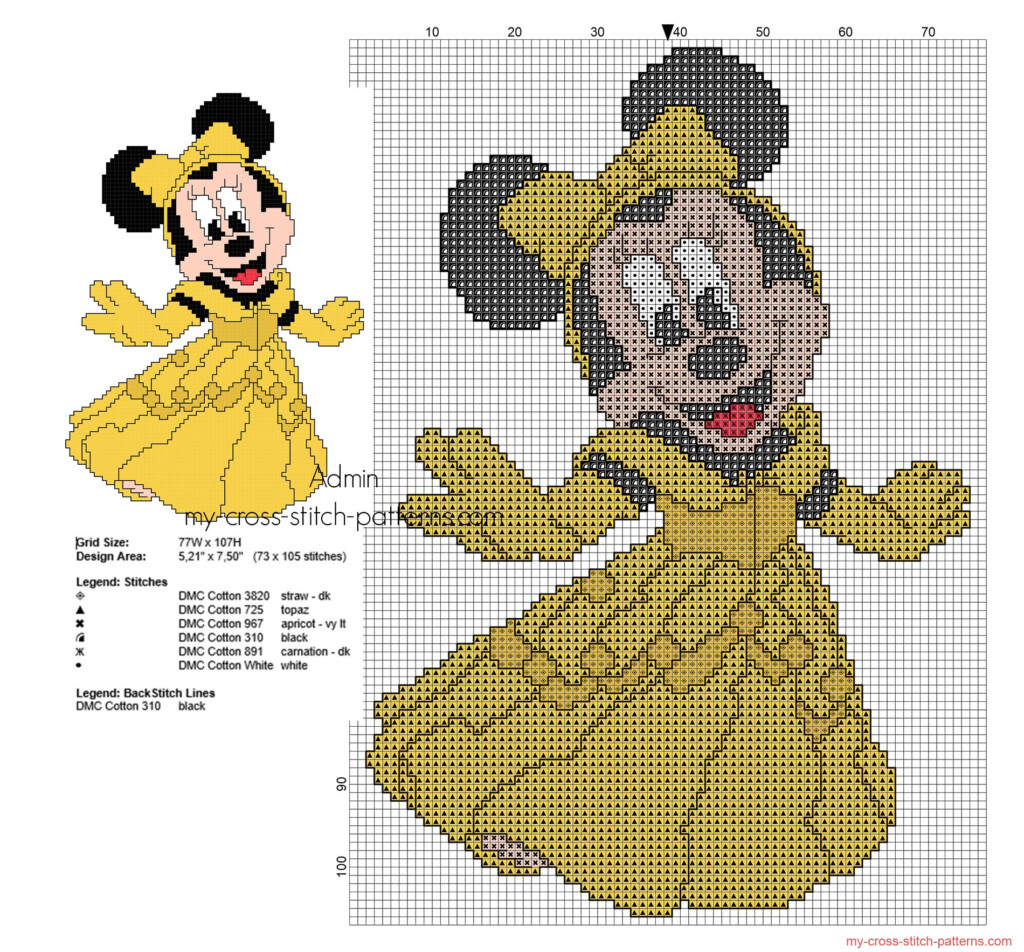 Cross Stitch Pattern Disney Minnie Princess Belle Free Cross Stitch  - Cross Stitch Pattern Disney Princess