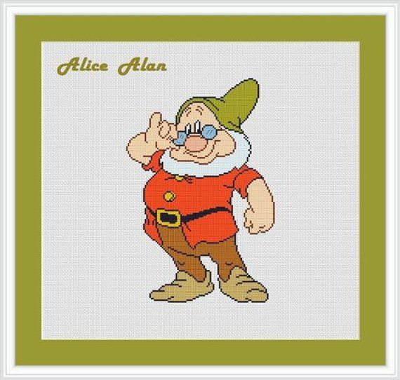 Cross Stitch Pattern Dwarf Doc Seven Dwarfs Snow White Princess Disney  - Snow White And The Seven Dwarfs Cross Stitch Pattern