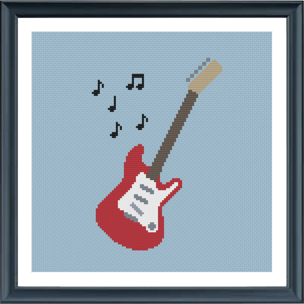 Cross Stitch Pattern Electric Guitar Modern Cross Stitch Etsy - Electric Guitar Cross Stitch Pattern