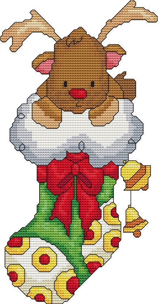 Cross Stitch Pattern Reindeer Stocking Instant Download PDF Etsy - Free Cross Stitch Reindeer Pattern