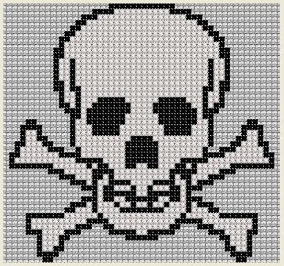 Cross Stitch Pattern Skull Cross Bones PDF Download Jolly - Cross Stitch Skull And Crossbones Pattern