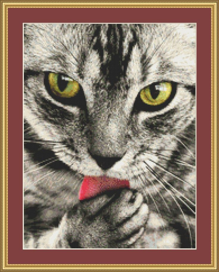 Cross Stitch Pattern Tabby Cat This cross stitch pattern depicts a  - Tabby Cat Cross Stitch Patterns