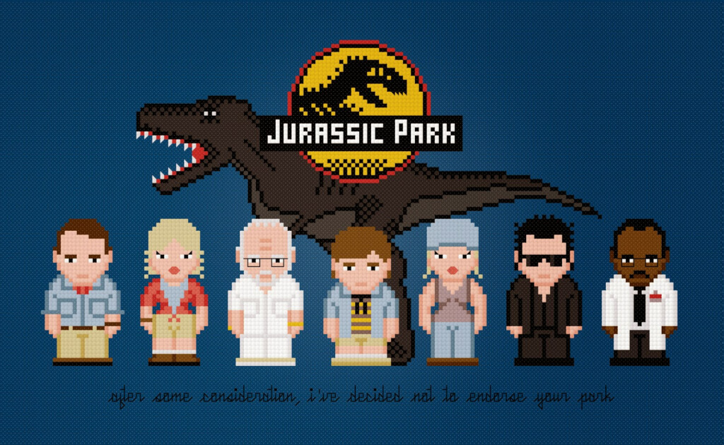 Cross Stitch Patterns From PixelPower Jurassic Park Cross Stitch PDF  - Jurassic Park Cross Stitch Pattern Free