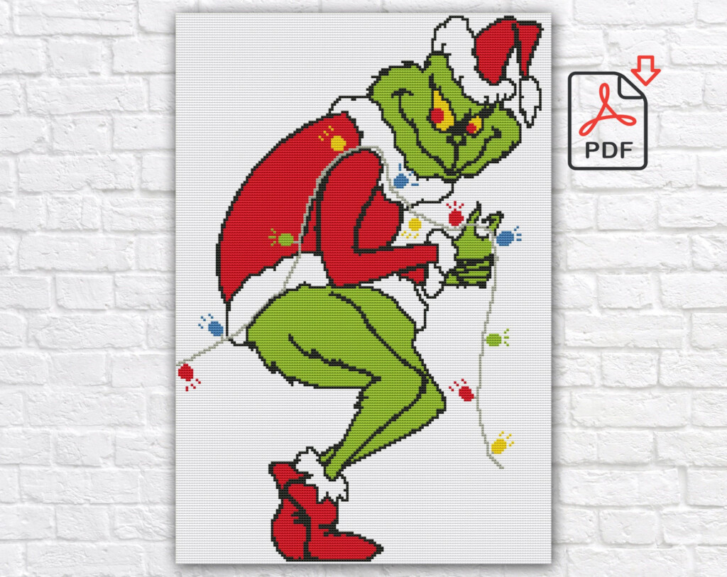 Cross Stitch Stocking Xmas Cross Stitch Cross Stitch Art Halloween  - The Grinch Cross Stitch Pattern