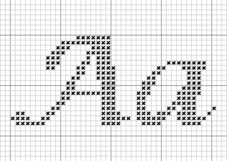 Cursive Cross Stitch Alphabet Chart - Cross Stitch Cursive Letters Pattern
