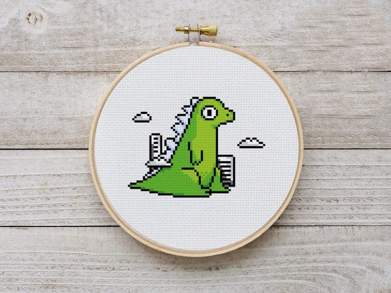 Cute Godzilla Cross Stitch Pattern Monster Cross Stitch PDF Etsy Finland - Godzilla Cross Stitch Pattern Free