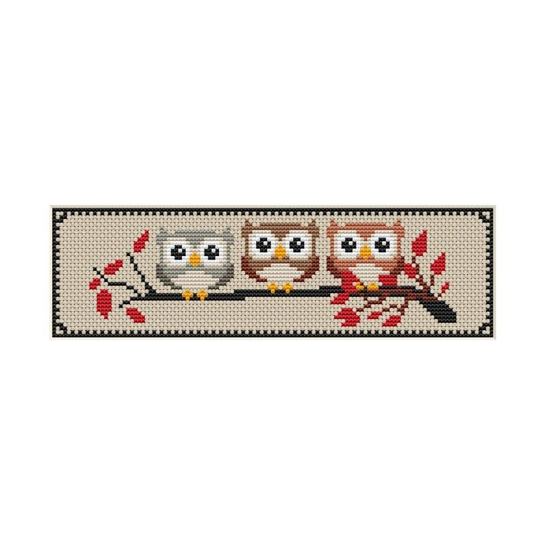 Cute Owls Bookmark Cross Stitch Pattern Pdf Instant Download Etsy  - Owl Bookmark Cross Stitch Pattern