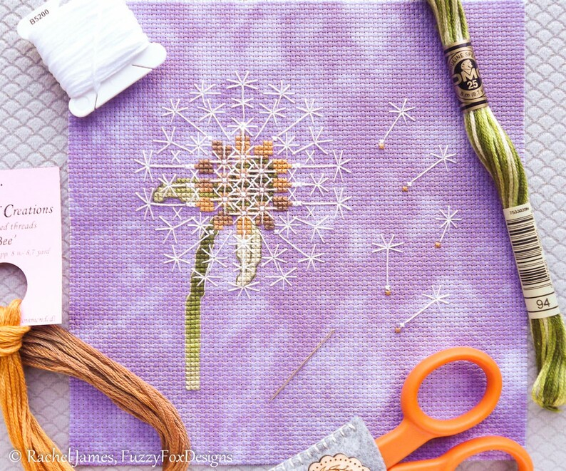 Dandelion Cross Stitch Pattern PDF Chart For Colour Etsy - Dandelion Cross Stitch Pattern Free