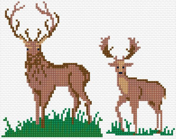 Deer 2 Cross Stitch Designs - Cross Stitch Deer Patterns Free