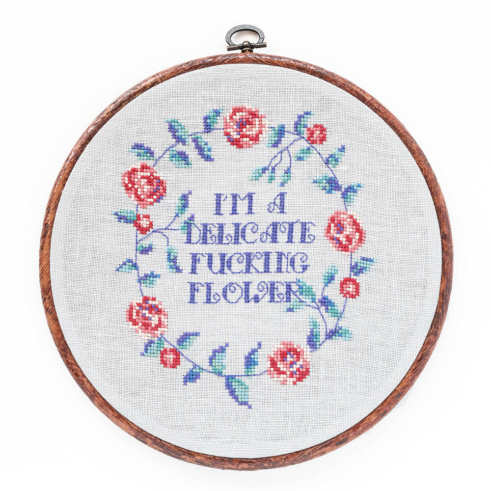 Delicate Flower Cross Stitch Pattern Peacock Fig - Large Flower Cross Stitch Pattern