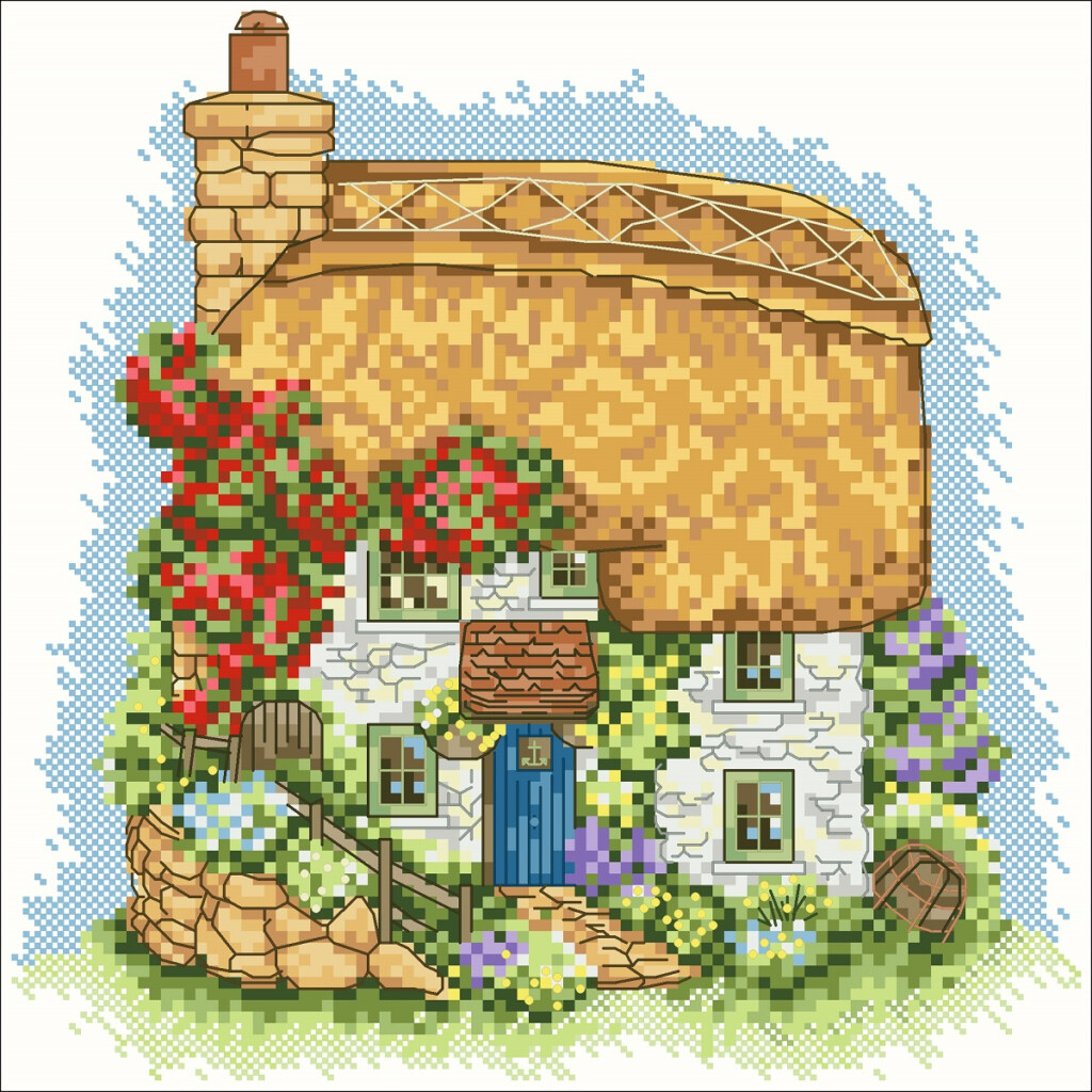 Digital Vintage Cross Stitch Pattern House Village ENGLI Inspire  - Snow Village Cross Stitch Pattern