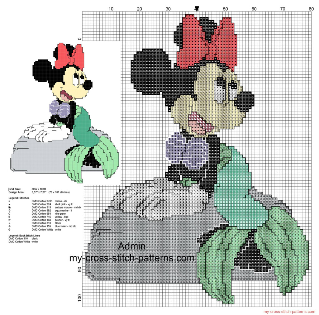 Disney Minnie Ariel The Little Mermaid Free Cross Stitch Pattern Free  - Little Mermaid Cross Stitch Pattern Free