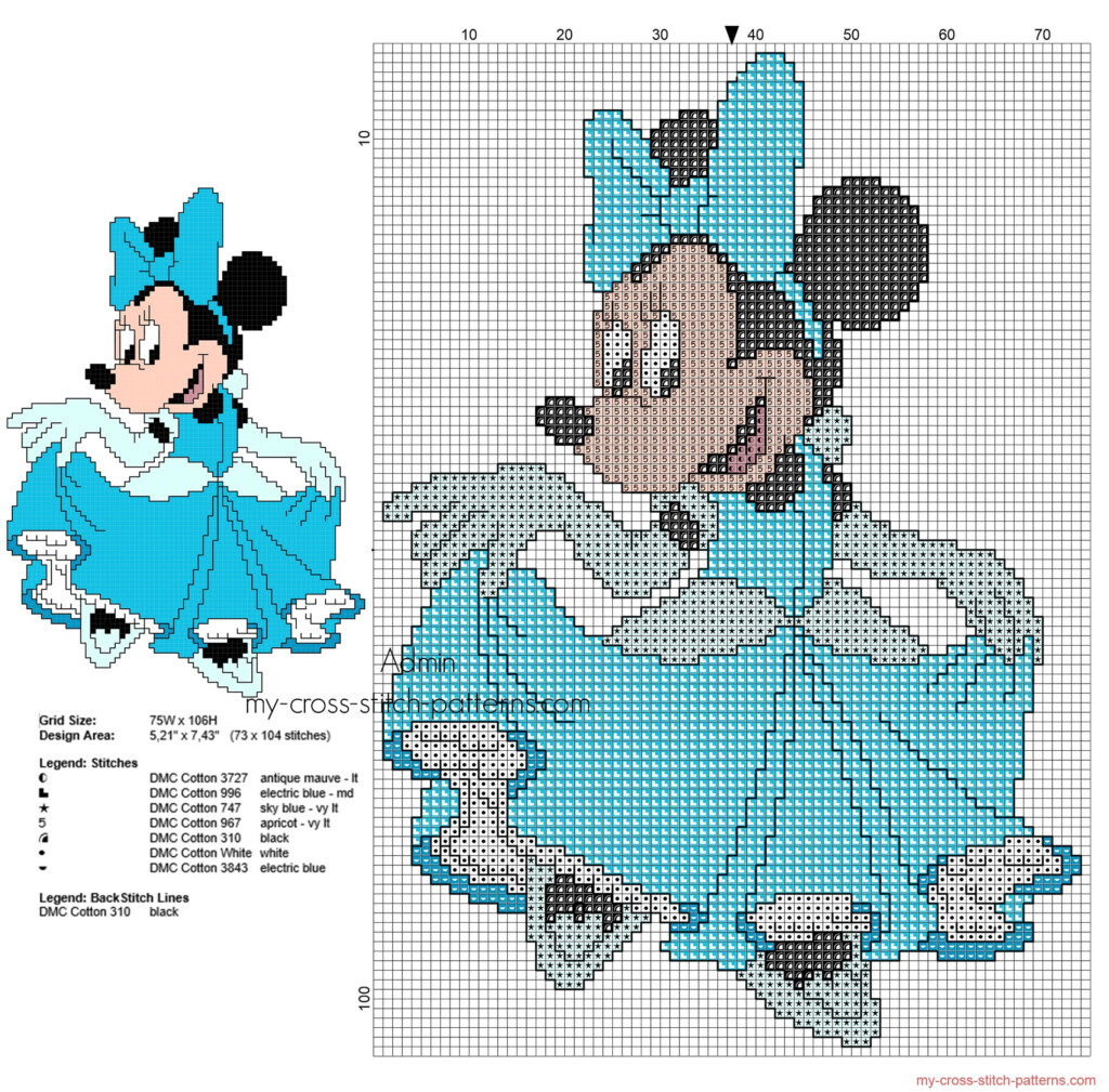 Disney Minnie Mouse Princess Cinderella Cross Stitch Pattern Free  - Vera The Mouse Cross Stitch Patterns
