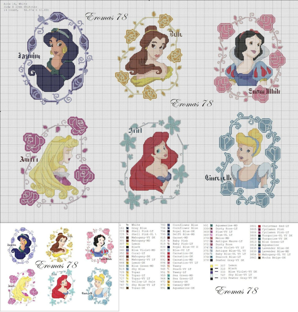 Disney Princess Cross Stitch 22 Easy to Follow Patterns Featuring  - Cross Stitch Pattern Disney Princess
