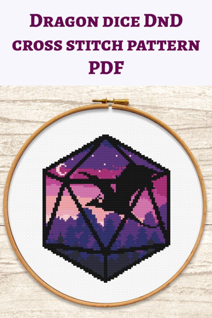 Dragons Dice Cross Stitch Pattern PDF Flying Dragon Game Dice Nerd  - Sisters Cross Stitch Patterns Free