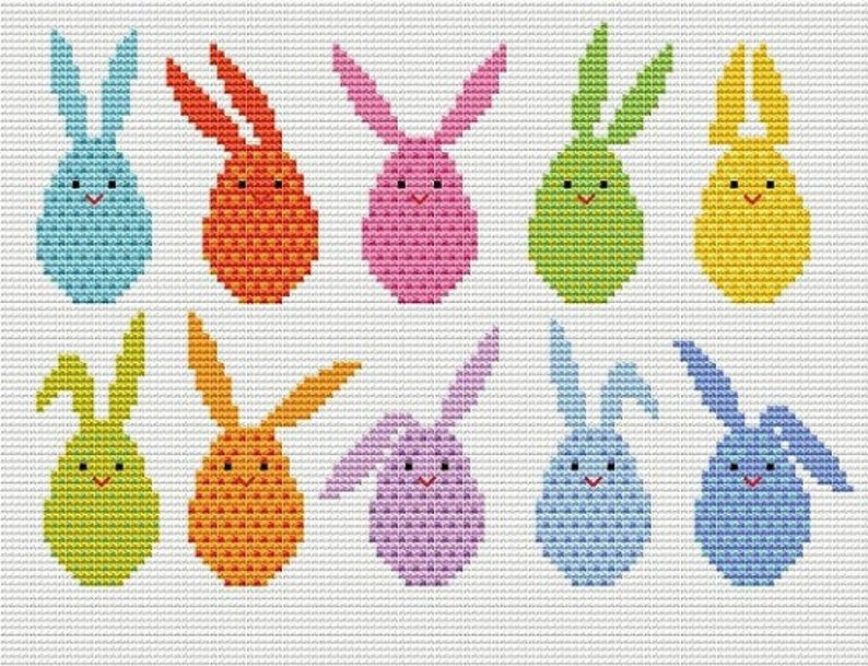 Easter Bunny 2 In1 Easter Eggs Counted Cross Stitch Pattern Etsy  - Free Easter Counted Cross Stitch Patterns