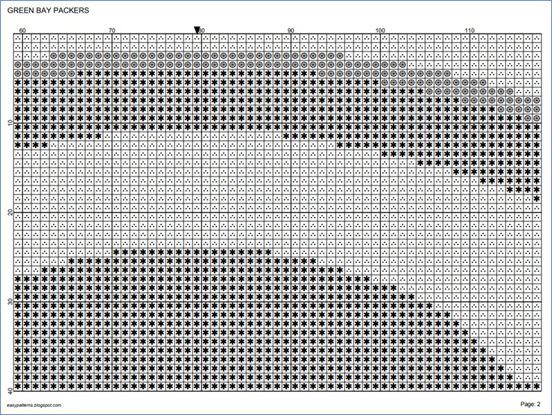 EASY PATTERNS Green Bay Packers Cross stitch Pattern - Green Bay Packers Cross Stitch Patterns