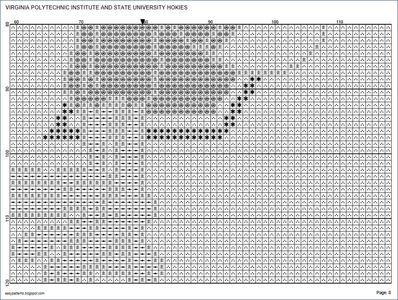 EASY PATTERNS Virginia Tech Hokies Cross stitch Pattern - Virginia Tech Cross Stitch Patterns