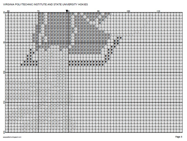 EASY PATTERNS Virginia Tech Hokies Cross stitch Pattern - Virginia Tech Cross Stitch Patterns