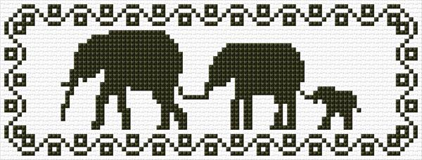 Elephant Family Cross Stitch Designs - Elephant Family Cross Stitch Pattern