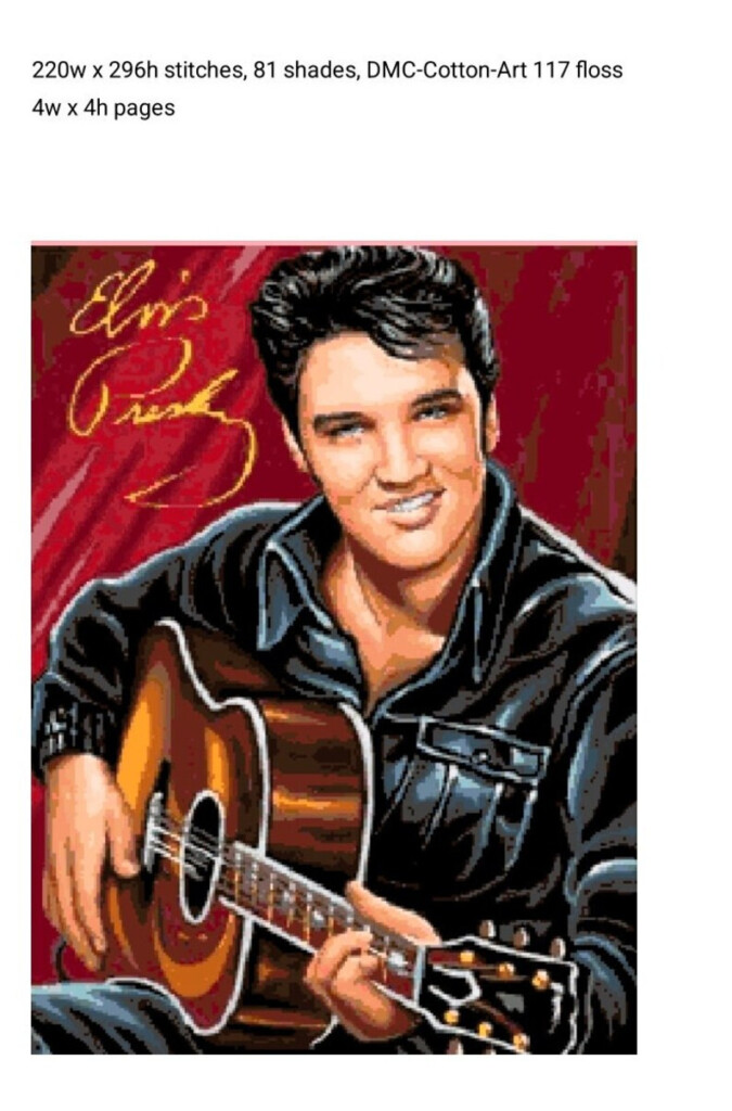 Elvis Presley Cross Stitch Pdf Pattern Etsy - Elvis Presley Cross Stitch Patterns