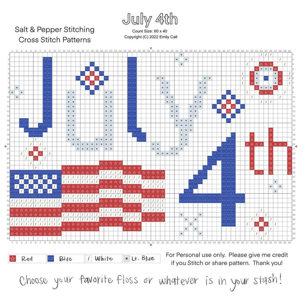 Emily Call s Instagram Photo July 4th Here s A Little Freebie For US  - Free 4th Of July Cross Stitch Patterns