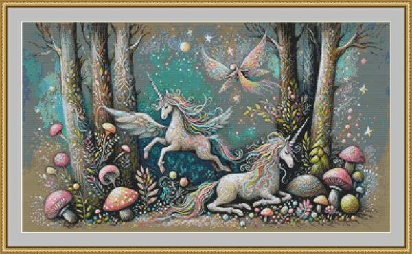 Fairy Unicorns Cross Stitch Pattern Fine Art Cross Stitch Cross  - Cross Stitch Fine Art Patterns