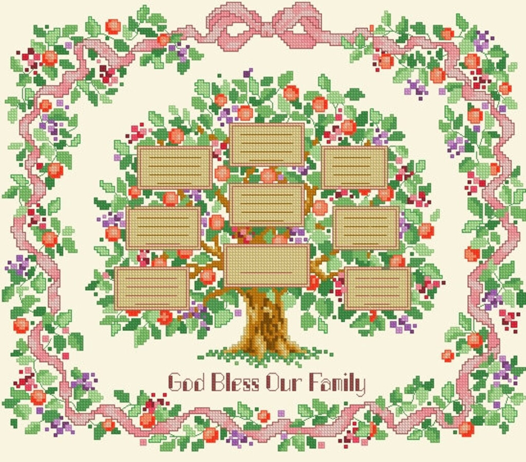 Family Tree Pattern Cross Stitch Pattern Modern Hand Embroidery  - Cross Stitch Family Tree Pattern Free