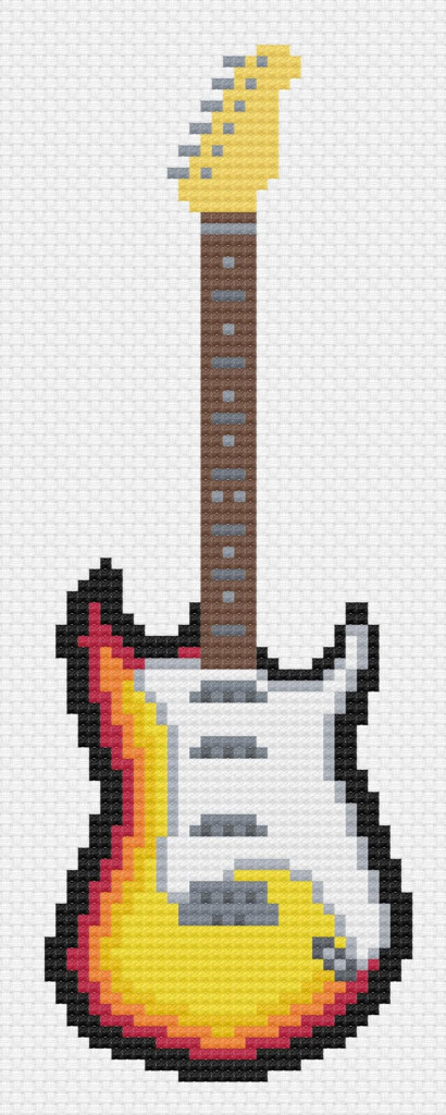 Fender Guitar Cross Stitch Pattern Etsy Canada Punto De Cruz  - Small Guitar Cross Stitch Pattern
