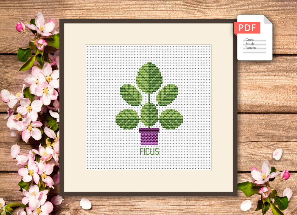 Ficus Cross Stitch Pattern Flower Cross Stitch Pattern Emb Inspire  - Birth Month Flower Cross Stitch Pattern