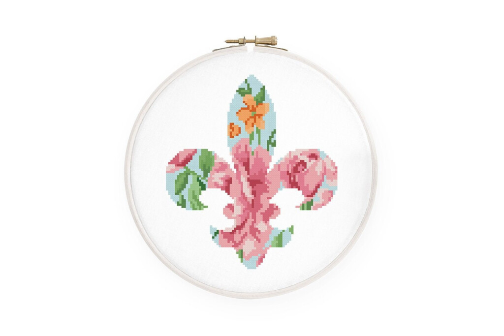 Fleur De Lis Cross Stitch Pattern Floral Silhouette Cross Etsy - Fleur De Lis Cross Stitch Pattern Free